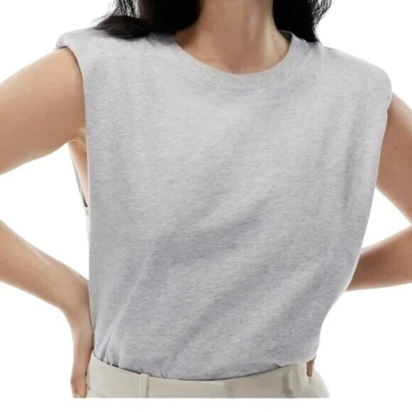 Aritzia Babaton Heather Gray Shoulder Pad Tank Top Size Small - Picture 1 of 6